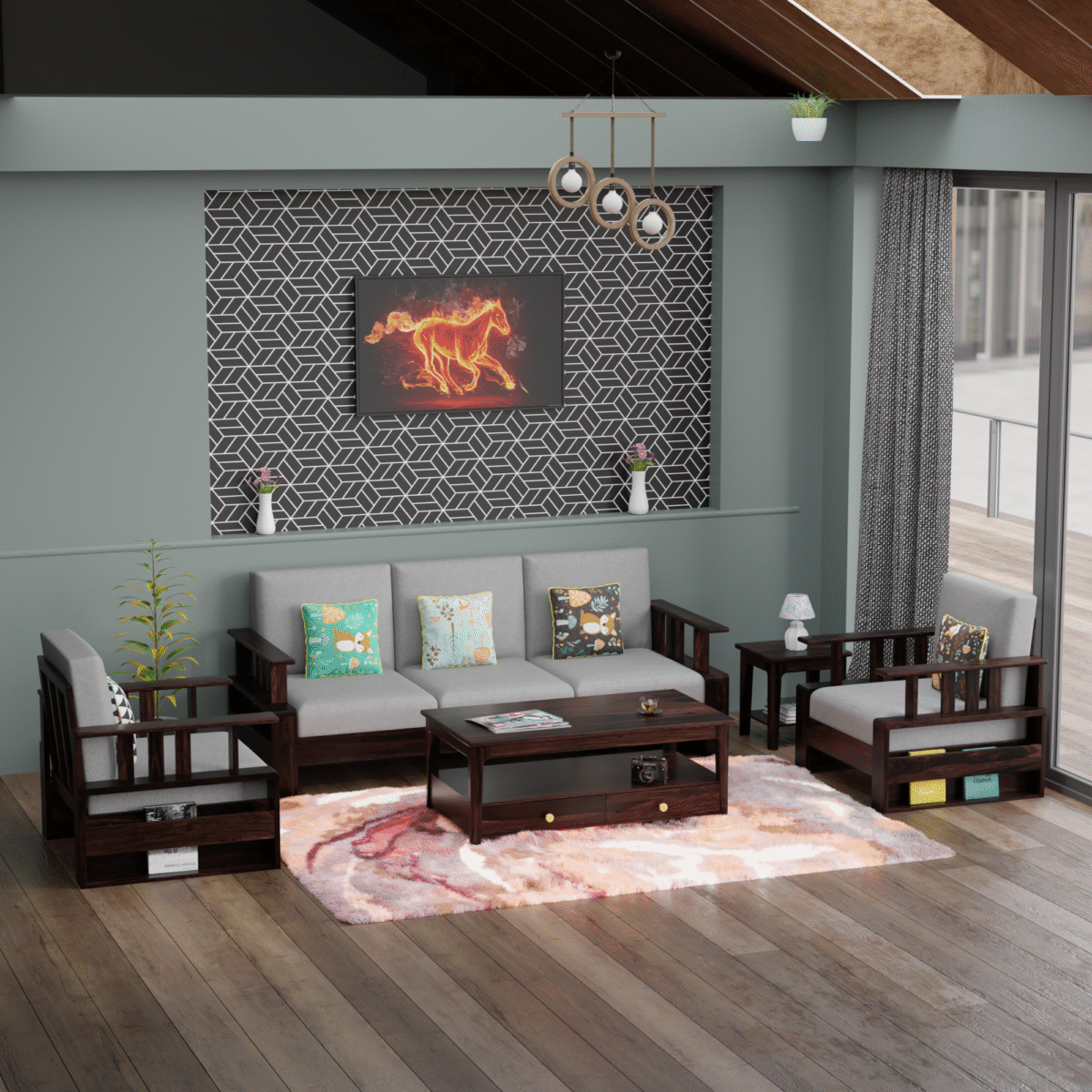 Contemporary Premium Pine Wood Sofa Set | Wooden Sofa Design | Sofa Set For Living Room - Image 3