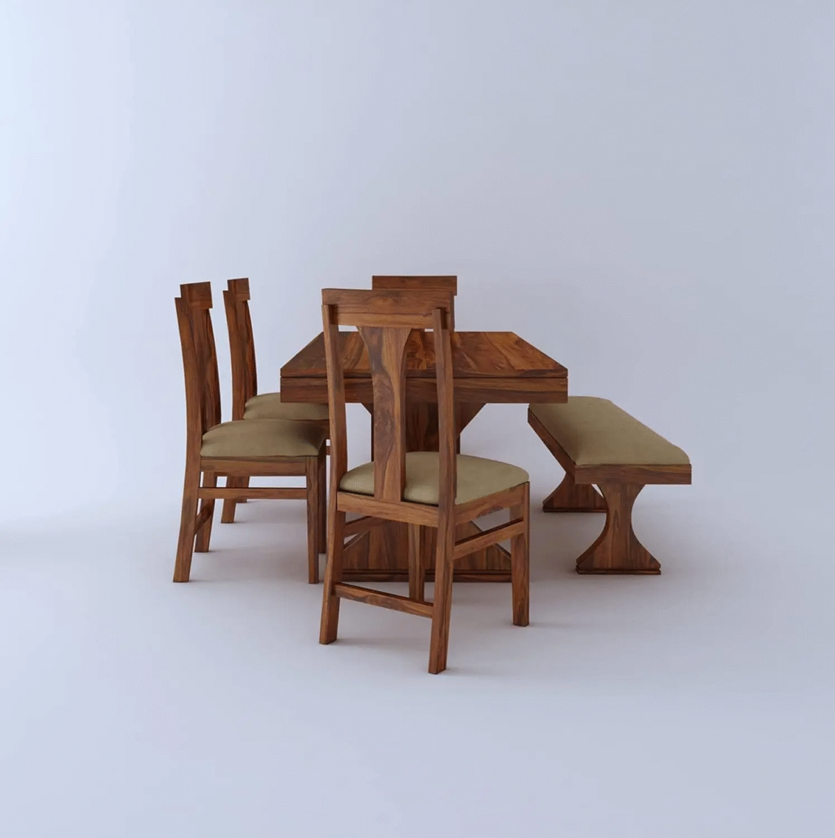 Modern Dining Set 6 Seater | Dining Set with Bench | Sheesham Wood | Sheesham Wood | All Size - Image 4