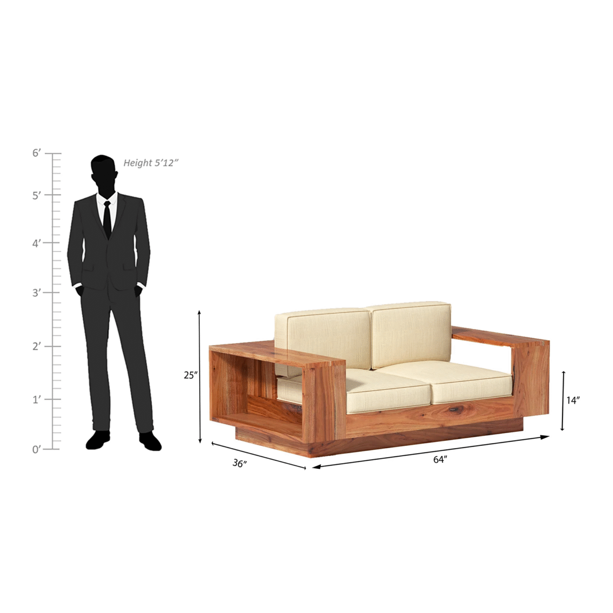 Sofa Set for Living Room | Wooden Sofa Set Online | Sheesham Wood - Image 5