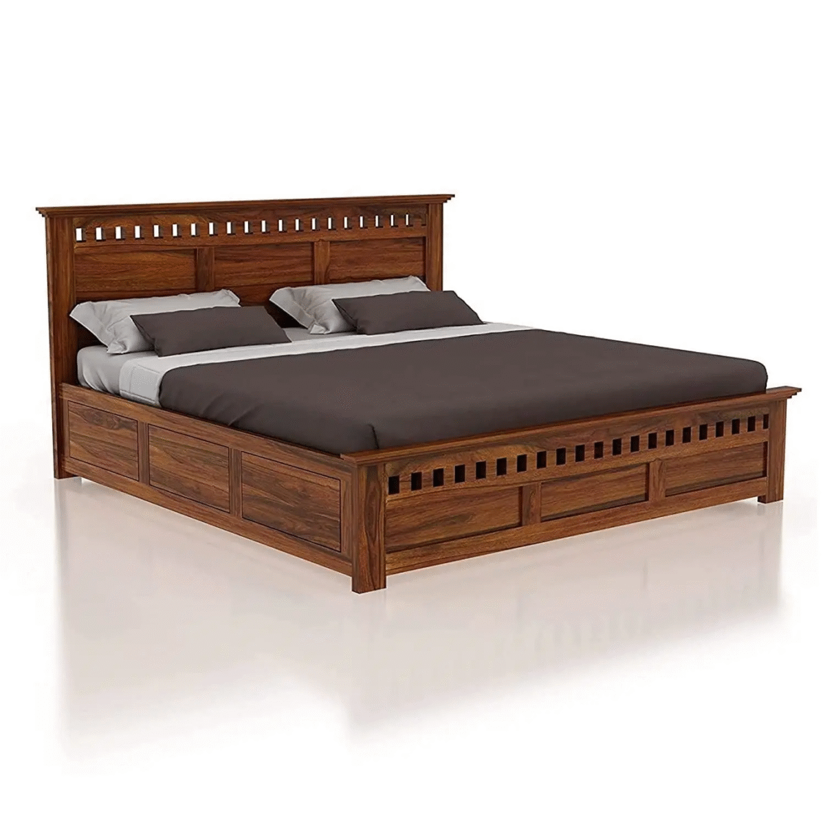 Modern Bed With Storage | Wooden Storage Bed in Sheesham Wood |  King/Queen Size | Wooden Headboard - Image 3