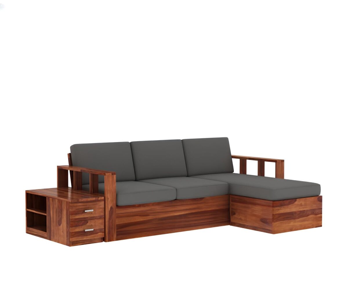 Modern L Shaped Sofa | L Sectional Sofa | Sheesham Wood Sofa With Storage - Image 6