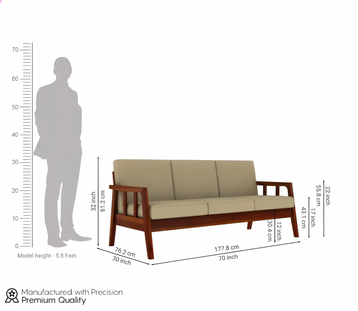 Sofa Set for Living Room | Wooden Sofa Set Online | Sheesham Wood - Image 4
