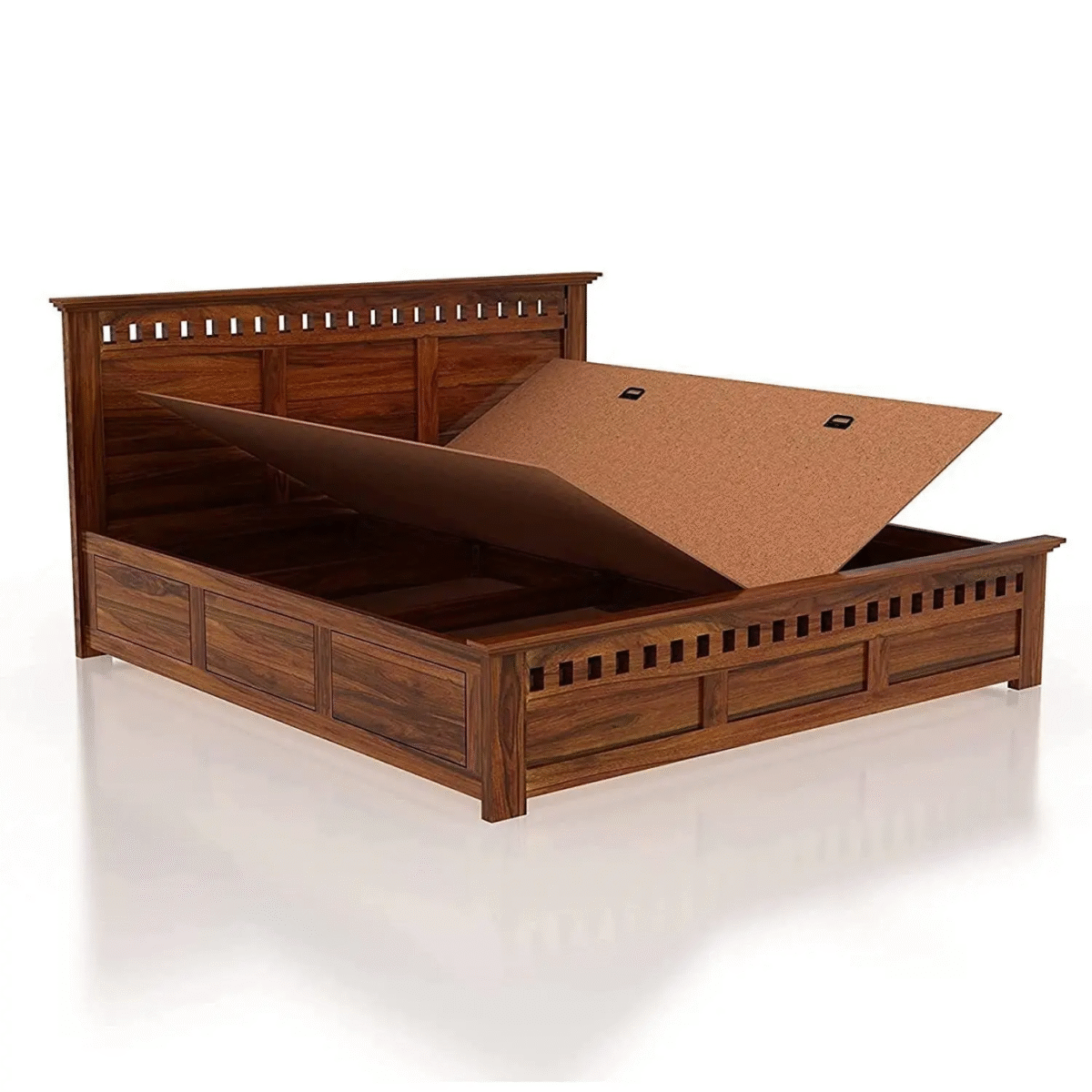 Modern Bed With Storage | Wooden Storage Bed in Sheesham Wood |  King/Queen Size | Wooden Headboard - Image 5