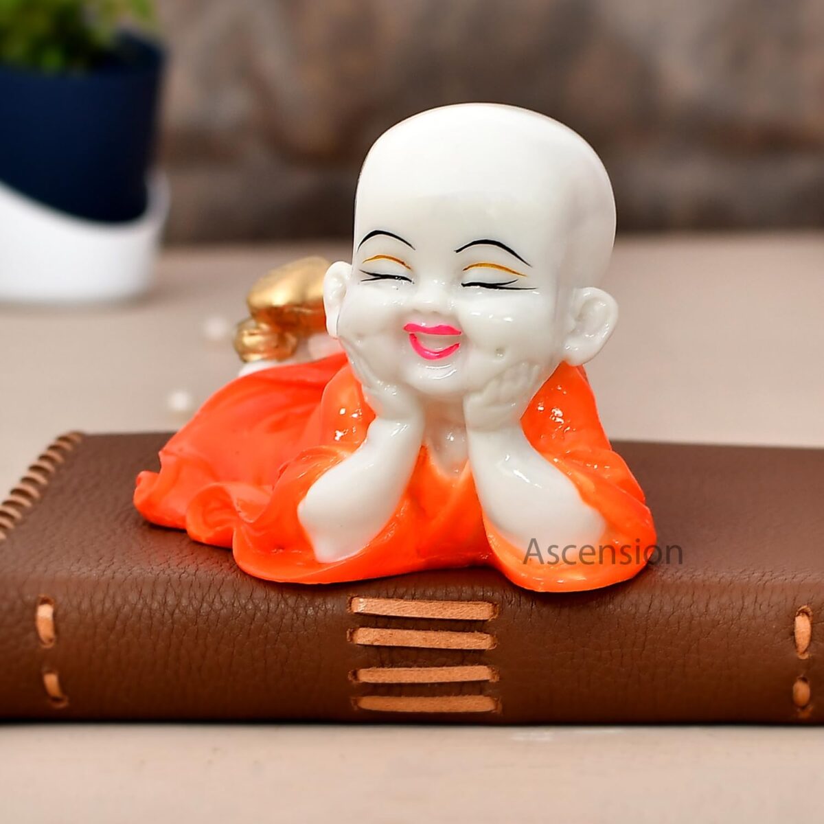 Handcrafted Cute Child Monk Showpiece Laughing Baby Buddha | Baby Monk Statue Vaastu - Image 2