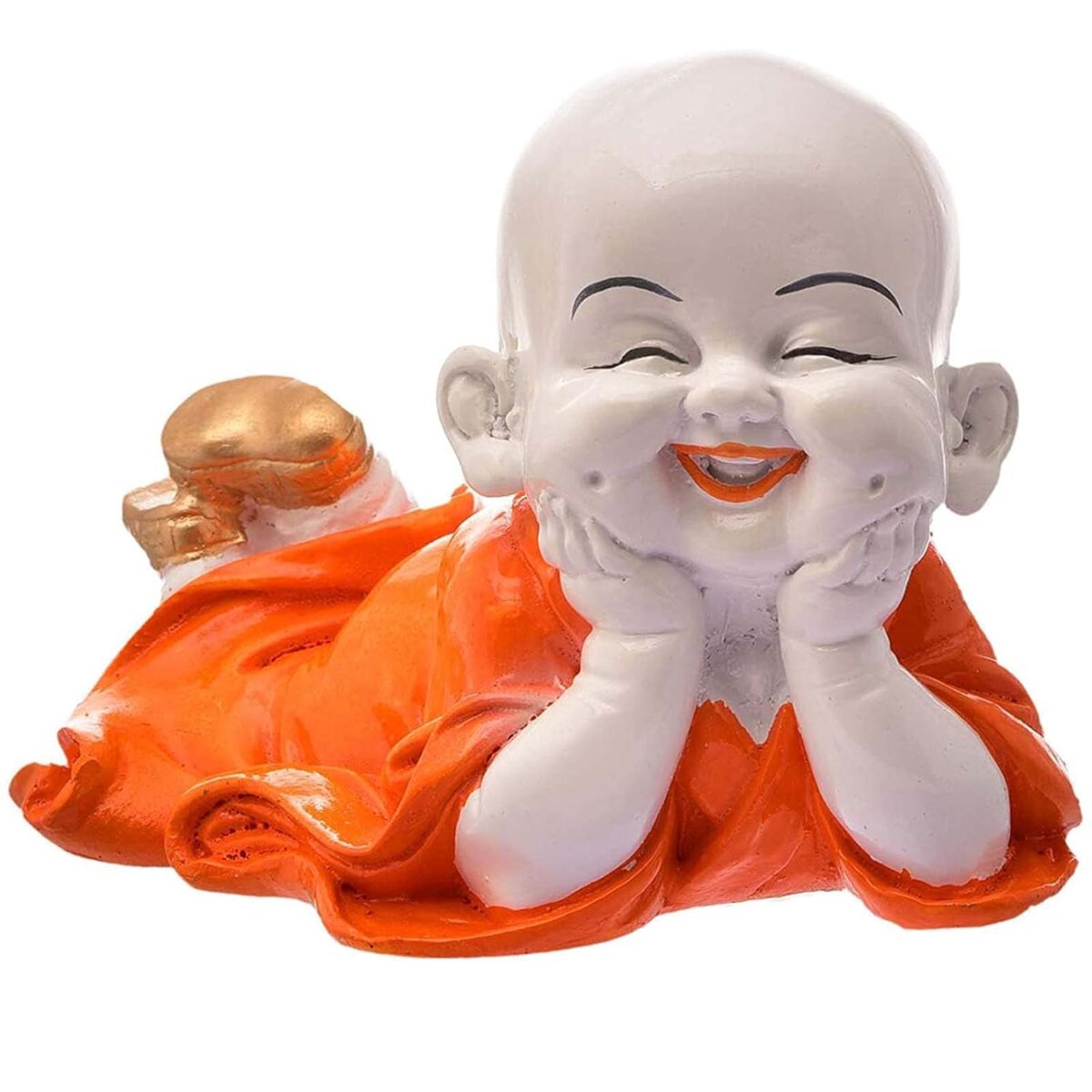 Handcrafted Cute Child Monk Showpiece Laughing Baby Buddha | Baby Monk Statue Vaastu - Image 3