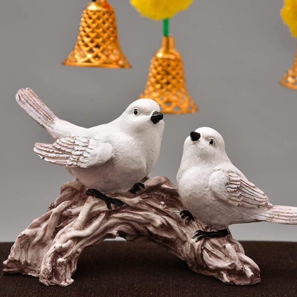 Handicrafted Polyresin Cute Love Birds Sitting On Branch of Tree Figurine Showpiece
