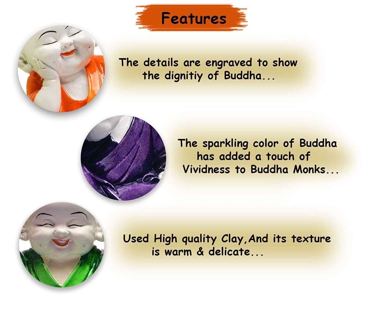 Handcrafted Cute Child Monk Showpiece 3 Baby Buddha | Baby Monk Statue Vaastu 3 Multiple Piece - Image 3