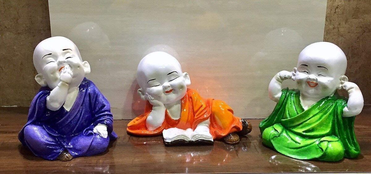 Handcrafted Cute Child Monk Showpiece 3 Baby Buddha | Baby Monk Statue Vaastu 3 Multiple Piece - Image 4