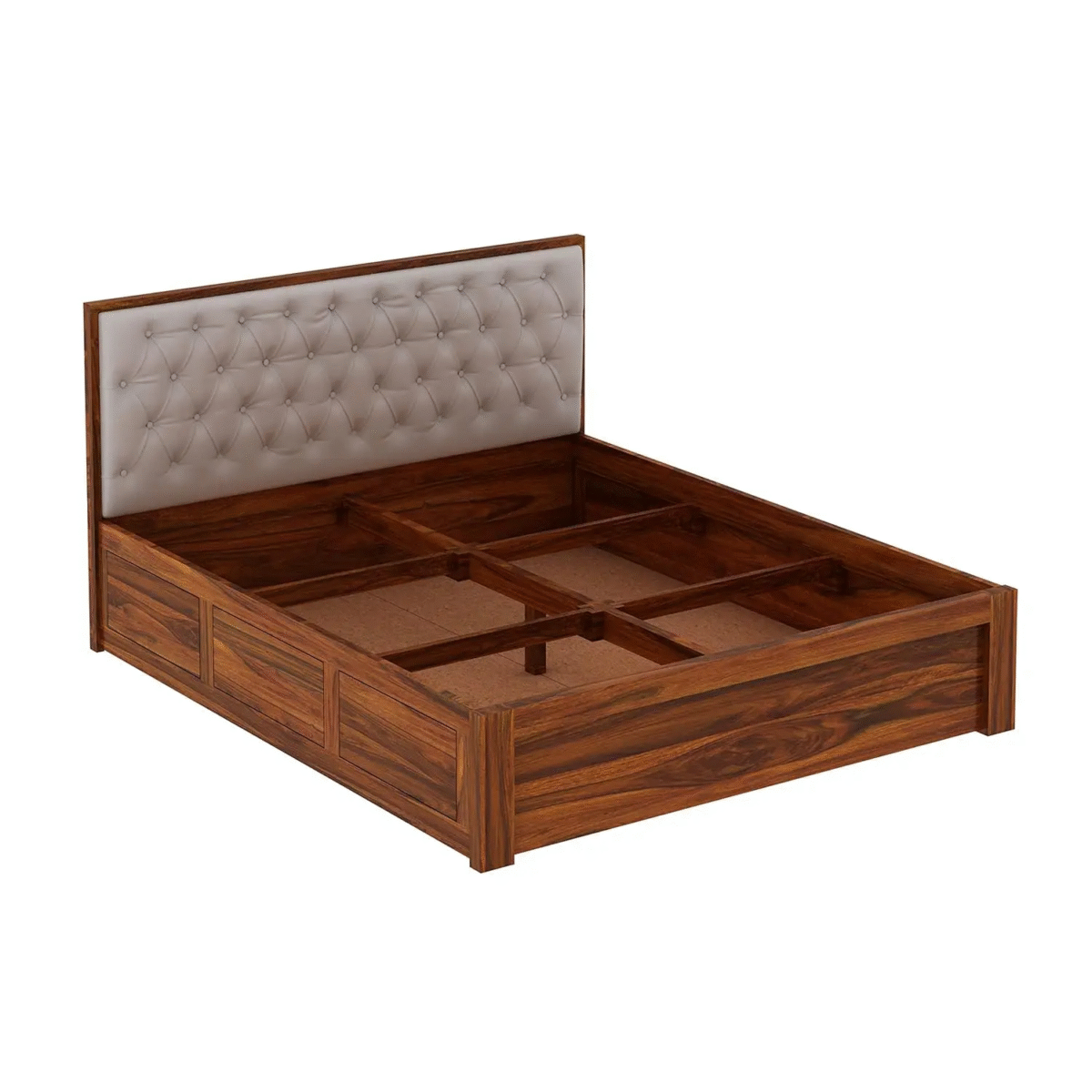 Sheesham Wood Bed | Palang Design  | Wooden Storage Bed in Sheesham |  King/Queen Size - Image 3