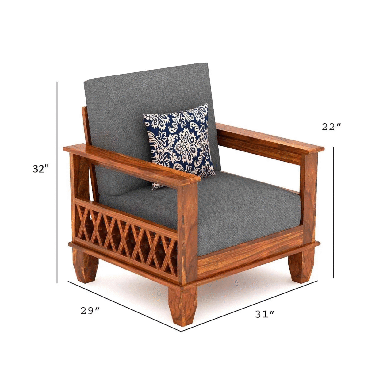 Wooden Sofa Set Design Indian Style | Solid Sheesham wood | X Design Wooden Sofa Set - Image 6