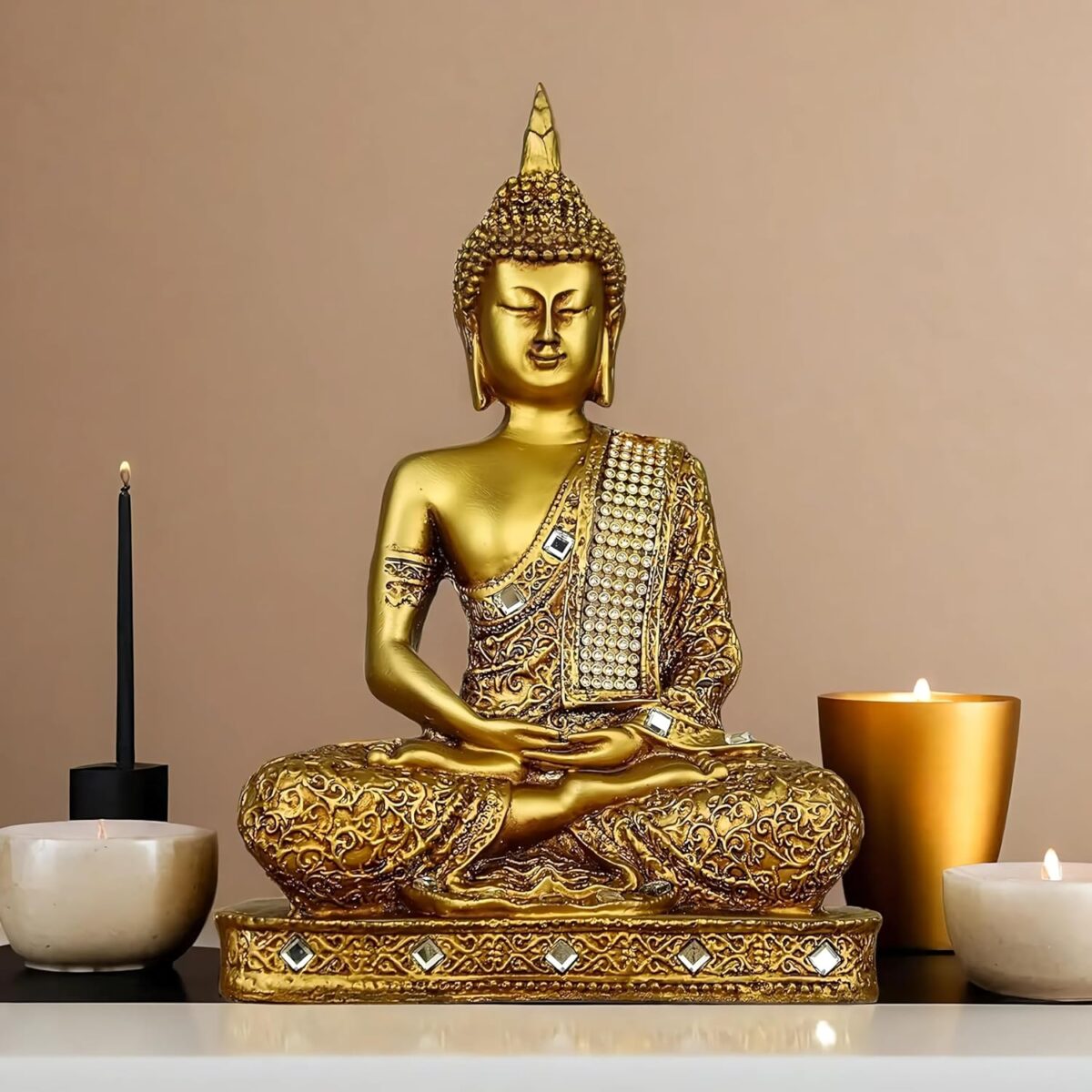 Meditating Sitting Buddha Decorative showpiece Items | Religious Idol Figurine Sculpture Spiritual Gift Decoration - Image 3