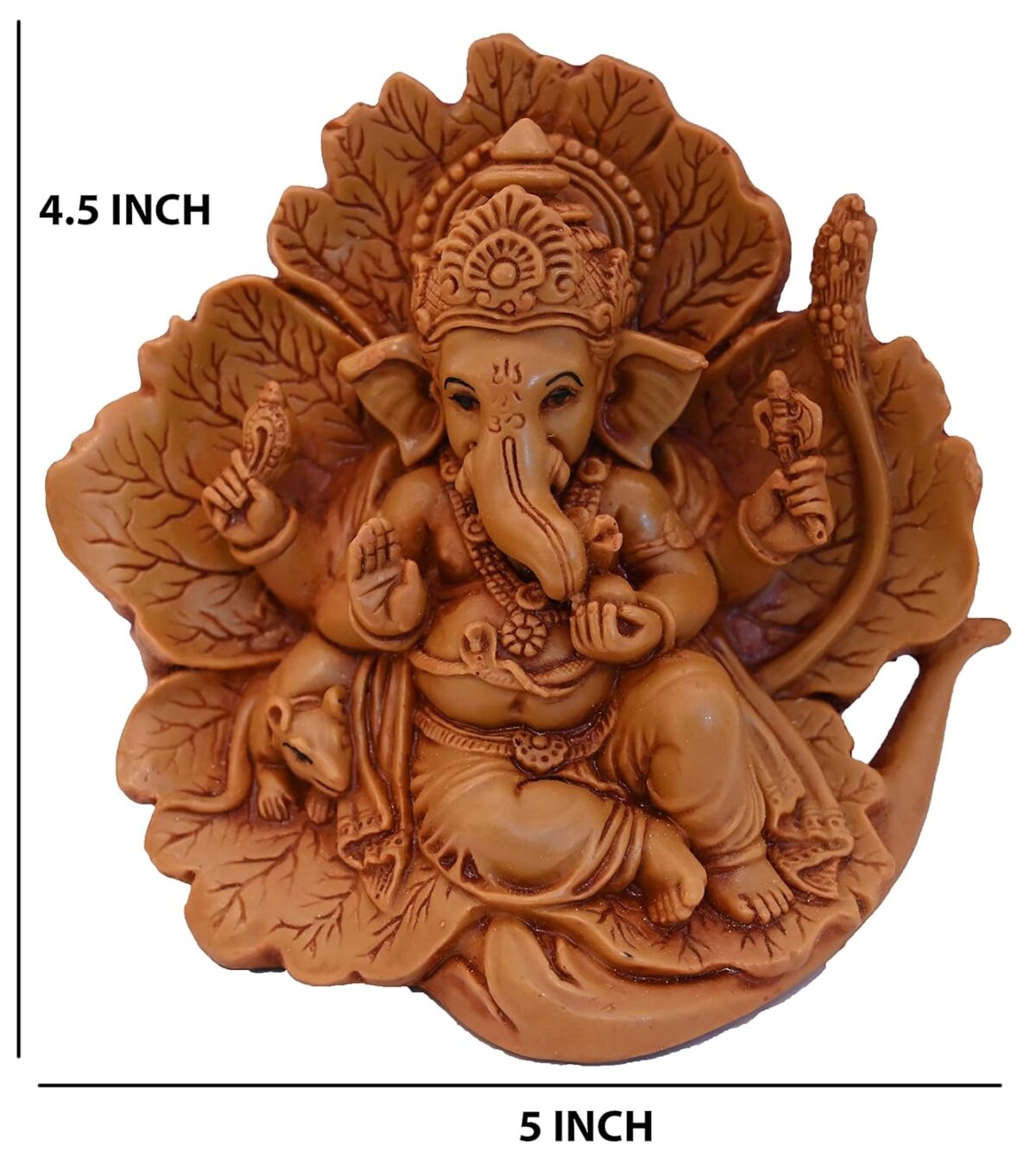 Ganesh Ganpati Bappa (Shoeflower) Idol for Car Dashboard | Living Room | Drawing Room | House Warming | Puja Ghar | Decoration & Gifting - Image 3