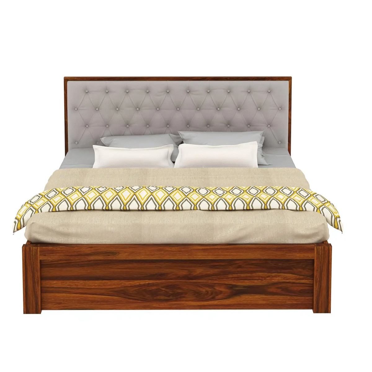 Sheesham Wood Bed | Palang Design  | Wooden Storage Bed in Sheesham |  King/Queen Size - Image 4