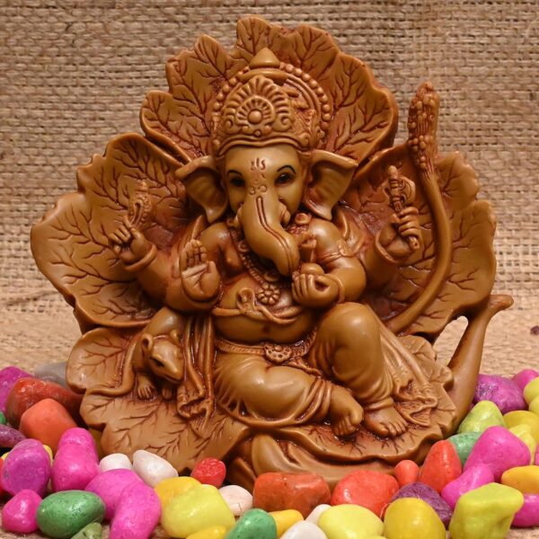 Ganesh Ganpati Bappa (Shoeflower) Idol for Car Dashboard | Living Room | Drawing Room | House Warming | Puja Ghar | Decoration & Gifting