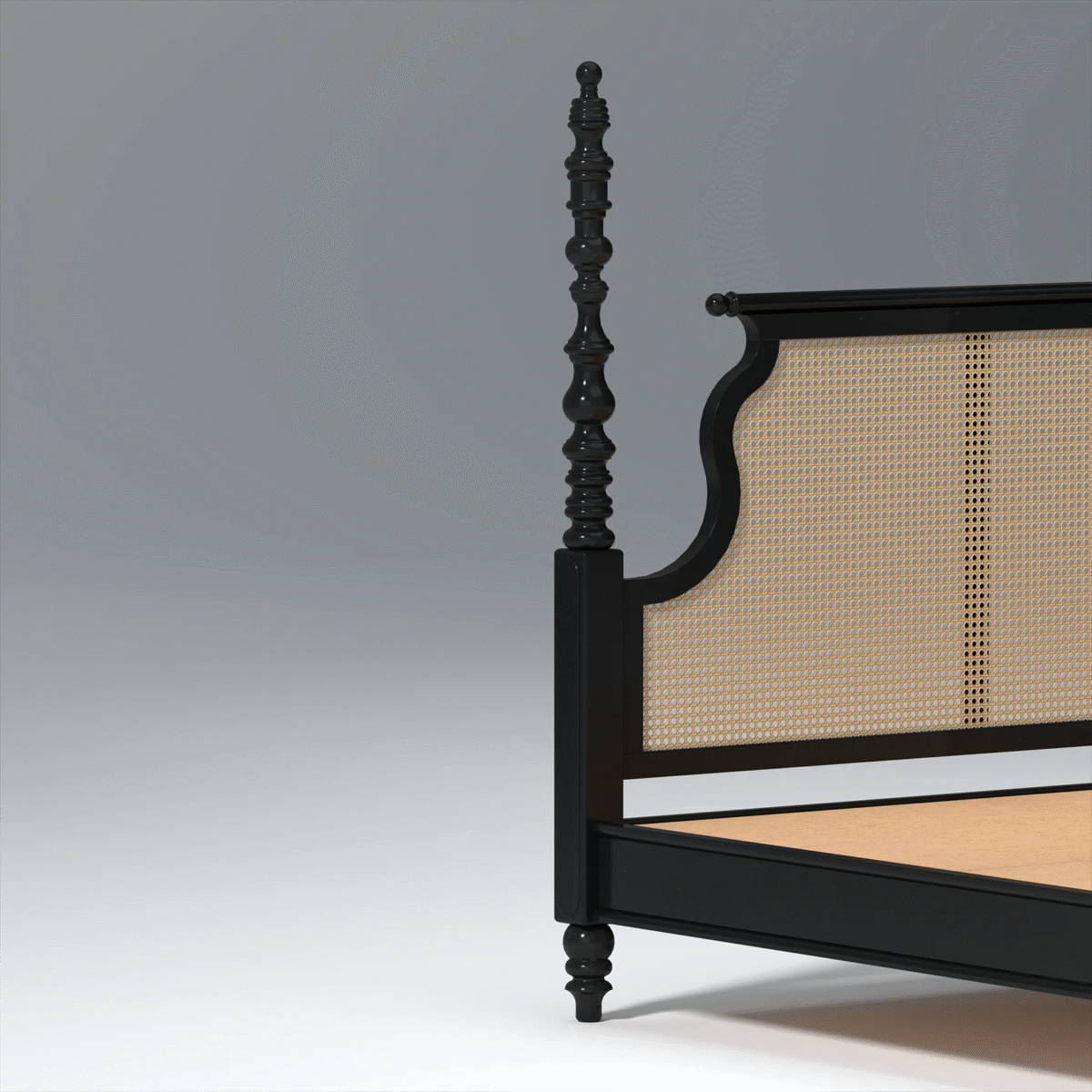 Indian Bed Design | Wood Carving Bed made up of Sheesham Wood | King/Queen Size | Cane Headboard - Image 3