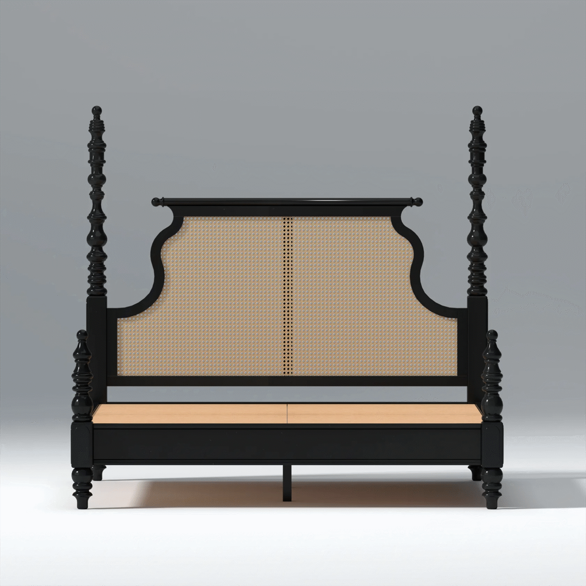 Indian Bed Design | Wood Carving Bed made up of Sheesham Wood | King/Queen Size | Cane Headboard - Image 2