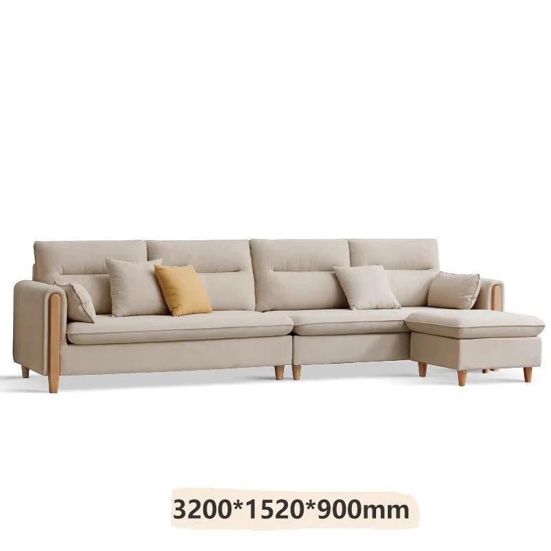 Luxury fabric sofa oak solid wood | 4 Seater L Shape Sofa Set Design | Solid Sheesham Wood Sofa Set For Living Room - Image 6