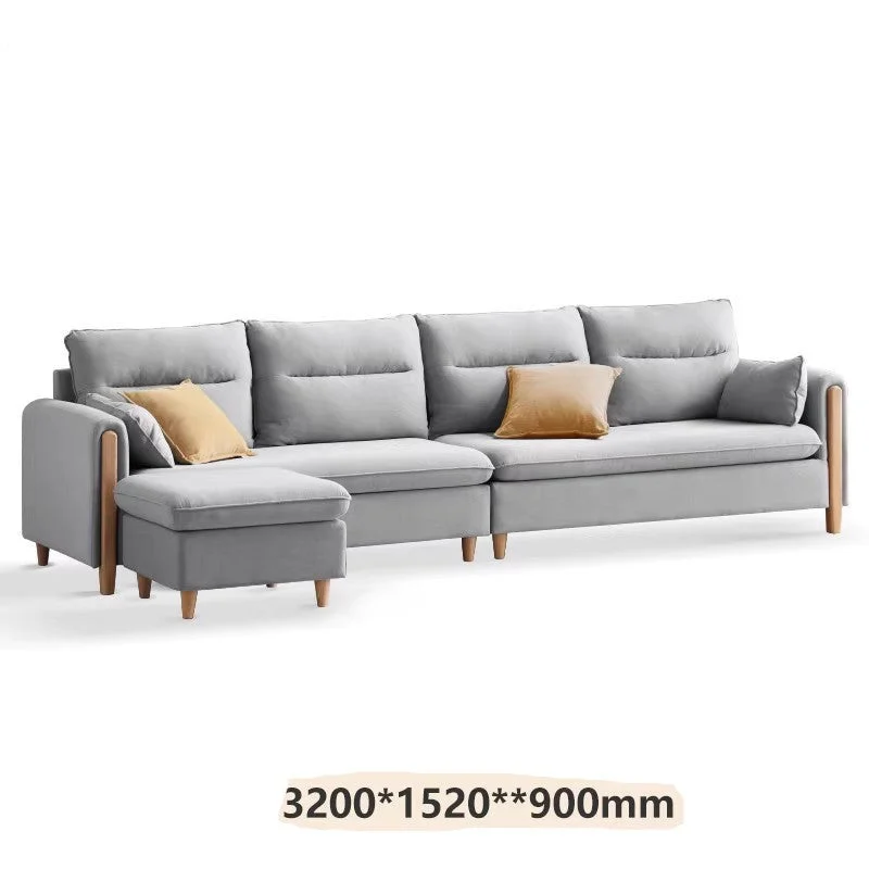 Luxury fabric sofa oak solid wood | 4 Seater L Shape Sofa Set Design | Solid Sheesham Wood Sofa Set For Living Room - Image 7