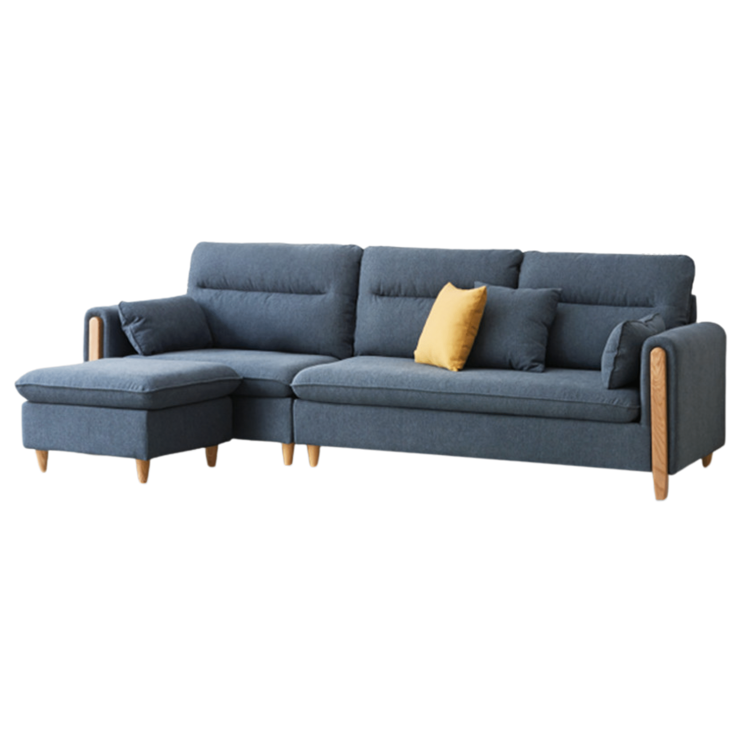 Luxury fabric sofa oak solid wood | 4 Seater L Shape Sofa Set Design | Solid Sheesham Wood Sofa Set For Living Room - Image 10