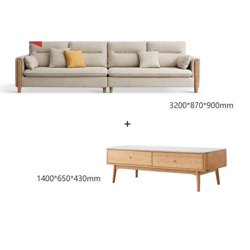 Luxury fabric sofa oak solid wood | 4 Seater L Shape Sofa Set Design | Solid Sheesham Wood Sofa Set For Living Room - Image 9