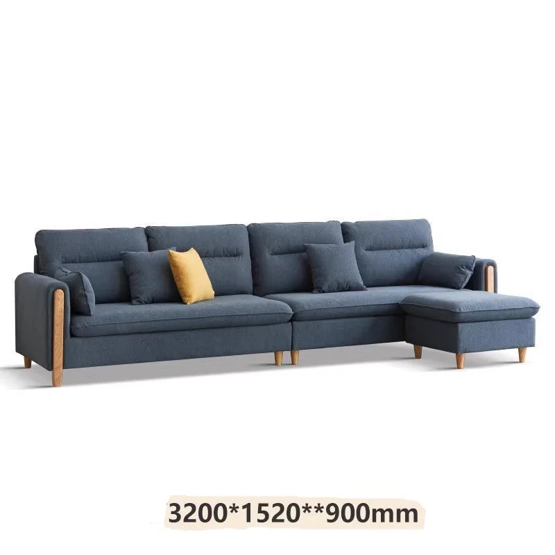 Luxury fabric sofa oak solid wood | 4 Seater L Shape Sofa Set Design | Solid Sheesham Wood Sofa Set For Living Room - Image 5