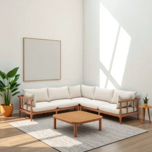 Contemporary Classics Solid Wood Arbor Retreat Five Seater Corner Sofa Set | Simple Sofa Set Design | Solid Sheesham Wood Sofa Set For Living Room