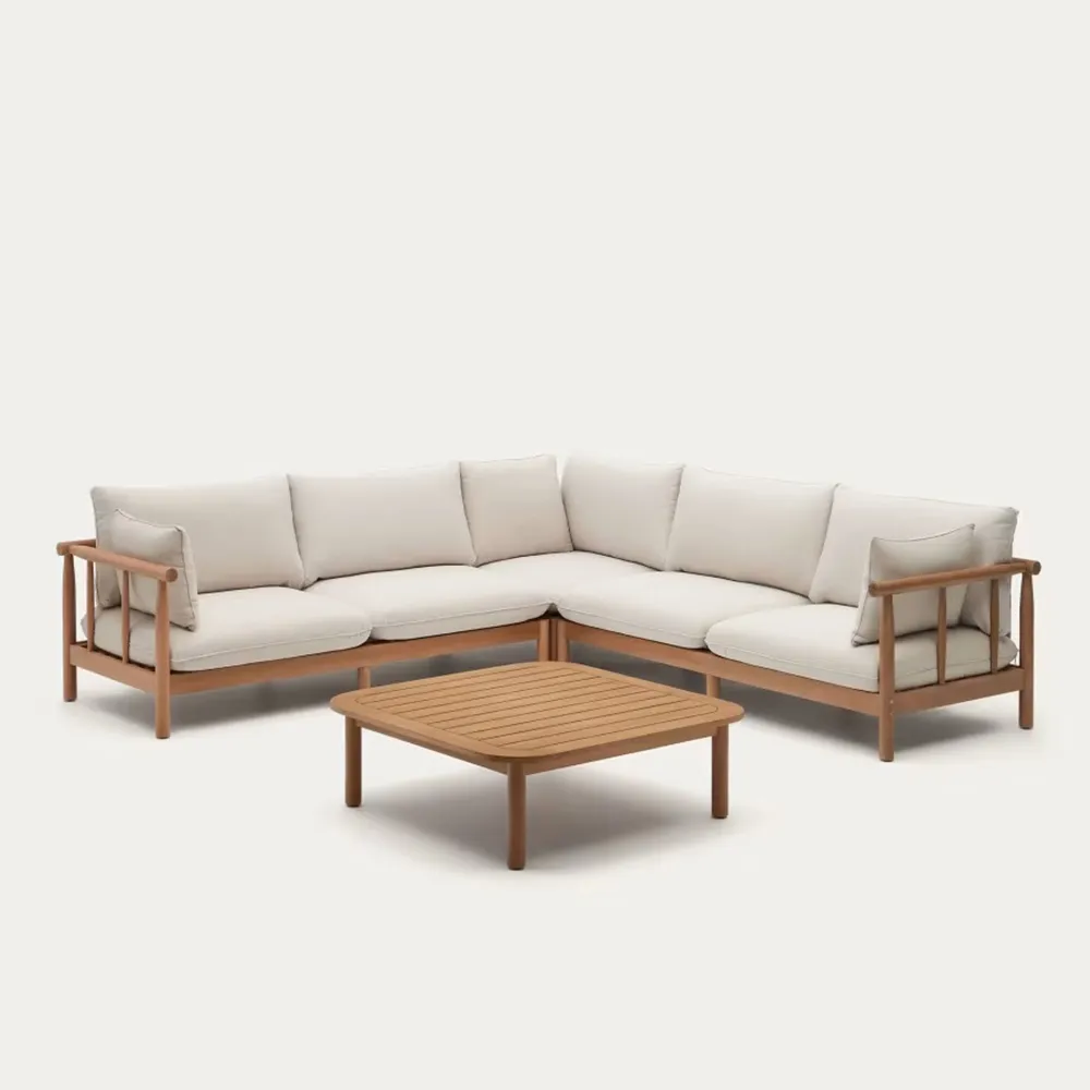 Contemporary Classics Solid Wood Arbor Retreat Five Seater Corner Sofa Set | Simple Sofa Set Design | Solid Sheesham Wood Sofa Set For Living Room - Image 5