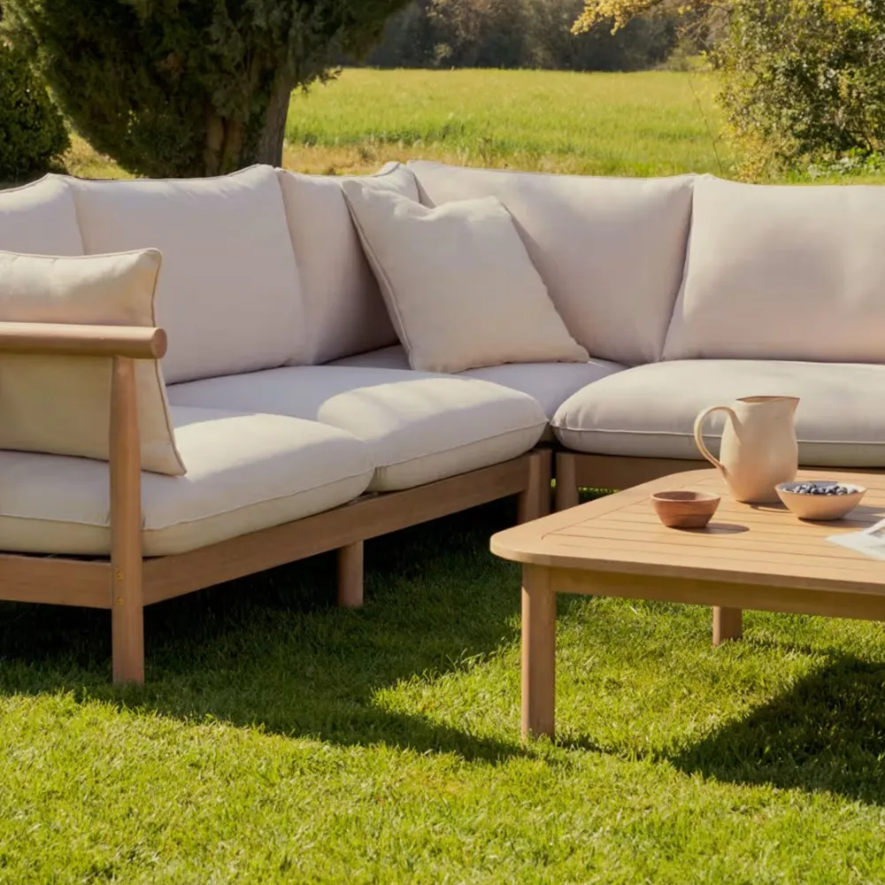 Contemporary Classics Solid Wood Arbor Retreat Five Seater Corner Sofa Set | Simple Sofa Set Design | Solid Sheesham Wood Sofa Set For Living Room - Image 6