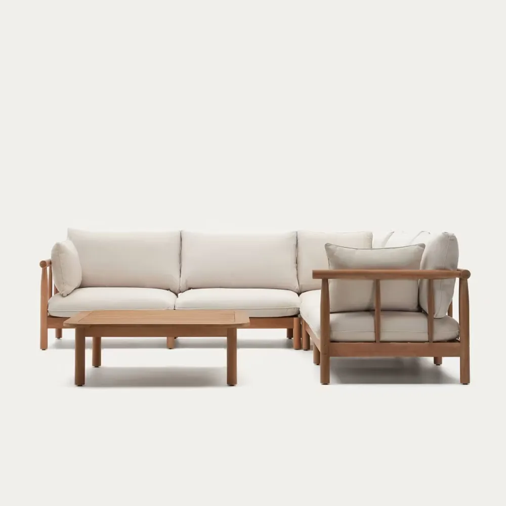 Contemporary Classics Solid Wood Arbor Retreat Five Seater Corner Sofa Set | Simple Sofa Set Design | Solid Sheesham Wood Sofa Set For Living Room - Image 7