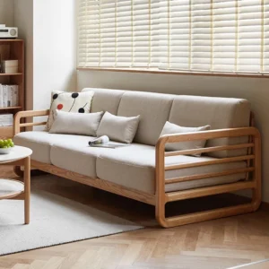 Oak solid wood Modern and Simple Fabric Sofa | Simple Sofa Set Design | Solid Sheesham Wood Sofa Set For Living Room