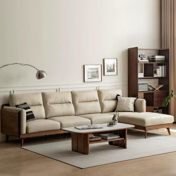 Black Walnut Solid Wood Sofa,Technology Cloth, fabric | L Shape Sofa Set Design | Solid Sheesham Wood Sofa Set For Living Room